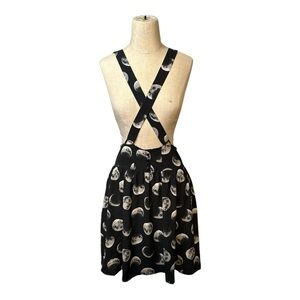 Hot Topic Moon Phases Suspender Skater Skirt Black White Women’s Size Large